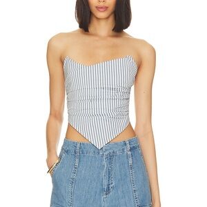 Miaou poppy corset in French girl stripe blue, size small